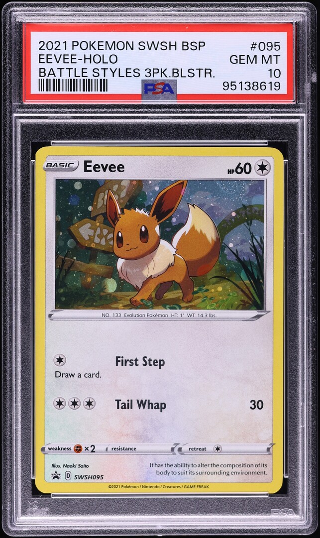 2021 Pokemon SWSH Black Star Promo Battle Styles Holo Eevee #95 PSA 10 GEM MINT