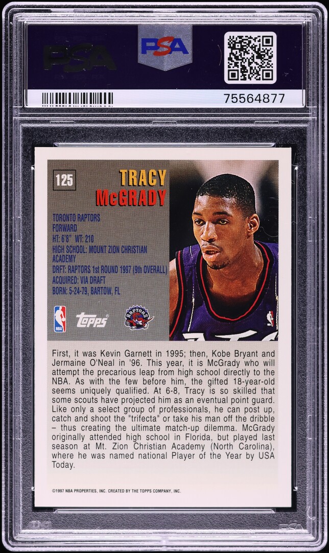 1997 Topps O-Pee-Chee Basketball Tracy McGrady #125 PSA 9 MINT