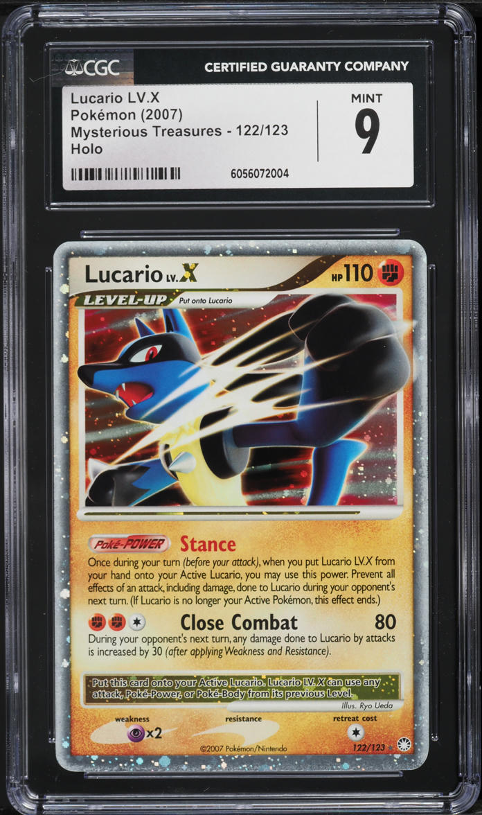 2007 Pokemon DP Mysterious Treasures Holo Lucario LV.X #122 CGC 9
