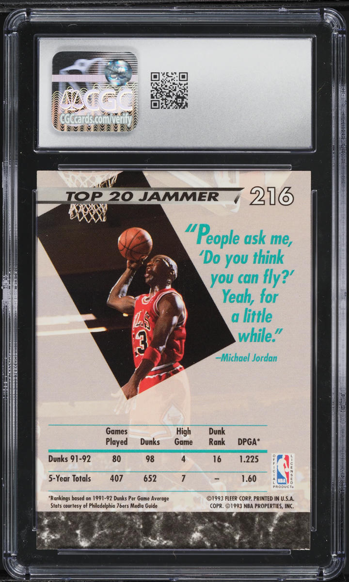 1992 Ultra Basketball Michael Jordan #216 CGC 8 NM-MT