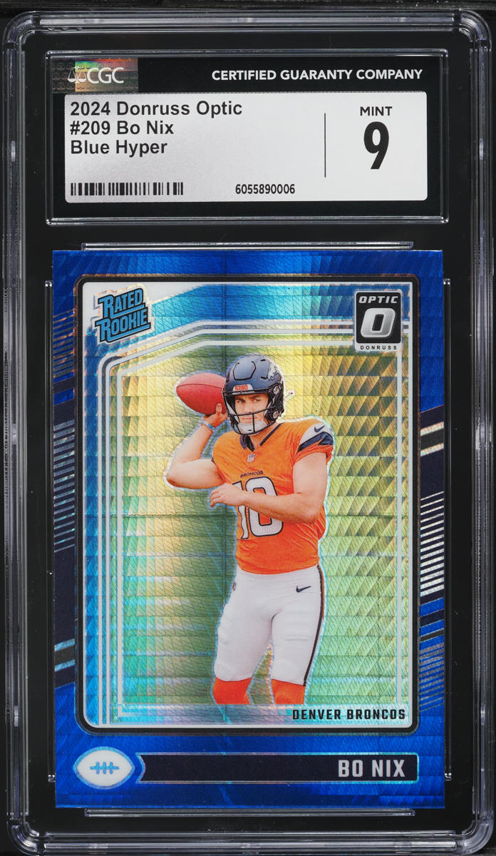 2024 Donruss Optic Blue Hyper Bo Nix ROOKIE #209 CGC 9 MINT