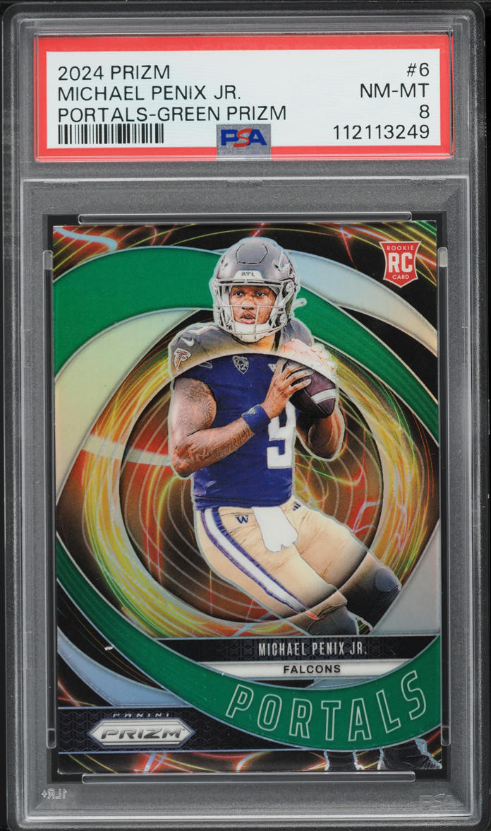2024 Panini Prizm Portals Green Michael Penix Jr. ROOKIE #6 PSA 8 NM-MT