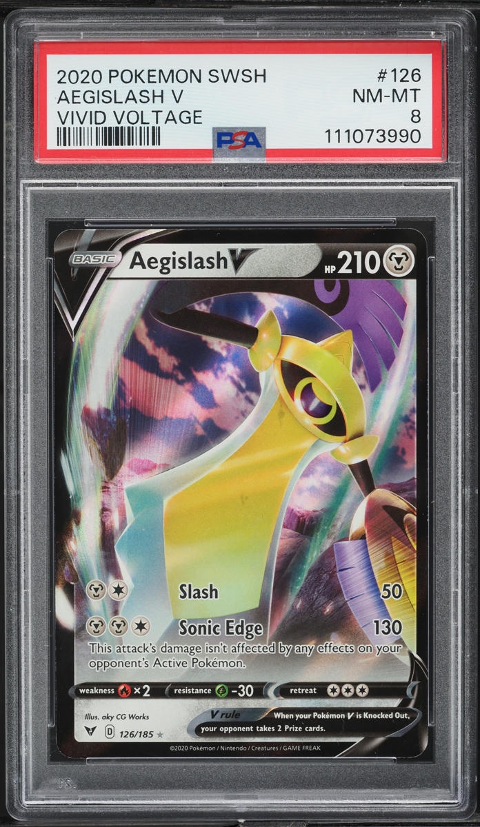 2020 Pokemon Sword & Shield Vivid Voltage Aegislash V #126 PSA 8 NM-MT
