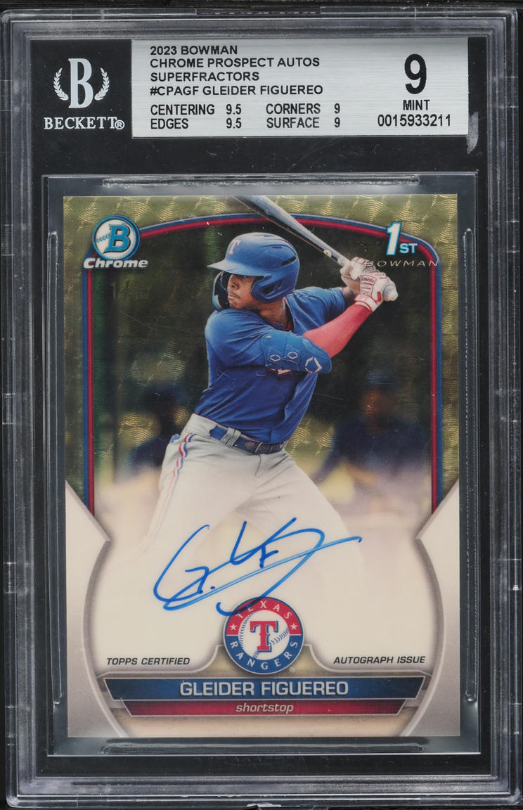 2023 Bowman Chrome Superfractor Gleider Figuereo PROSPECT AUTO 1/1 #CPA-GF BGS 9