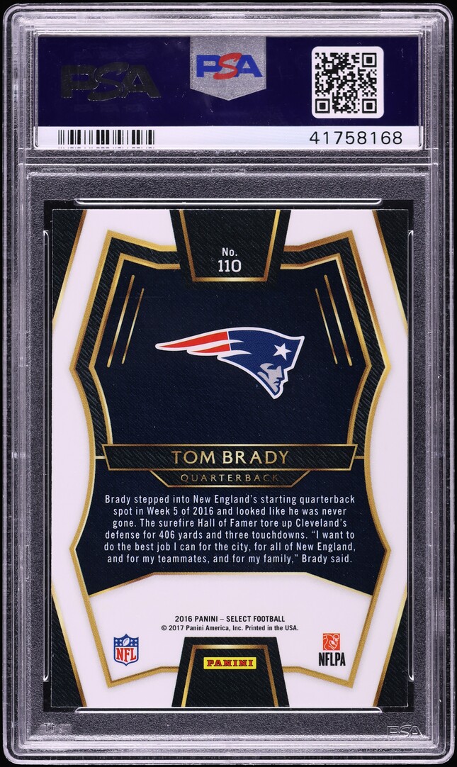 2016 Select Silver Prizm Tom Brady #110 PSA 10 GEM MINT