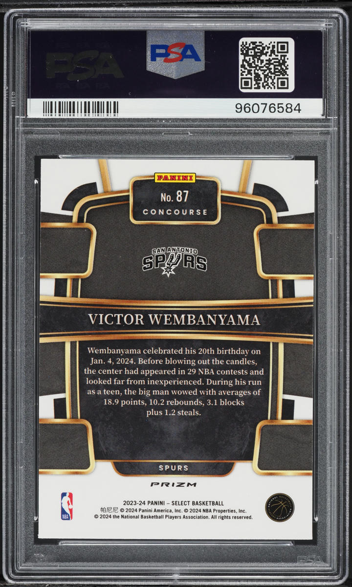 2023 Panini Select Concourse Disco Victor Wembanyama ROOKIE #87 PSA 10 GEM MINT