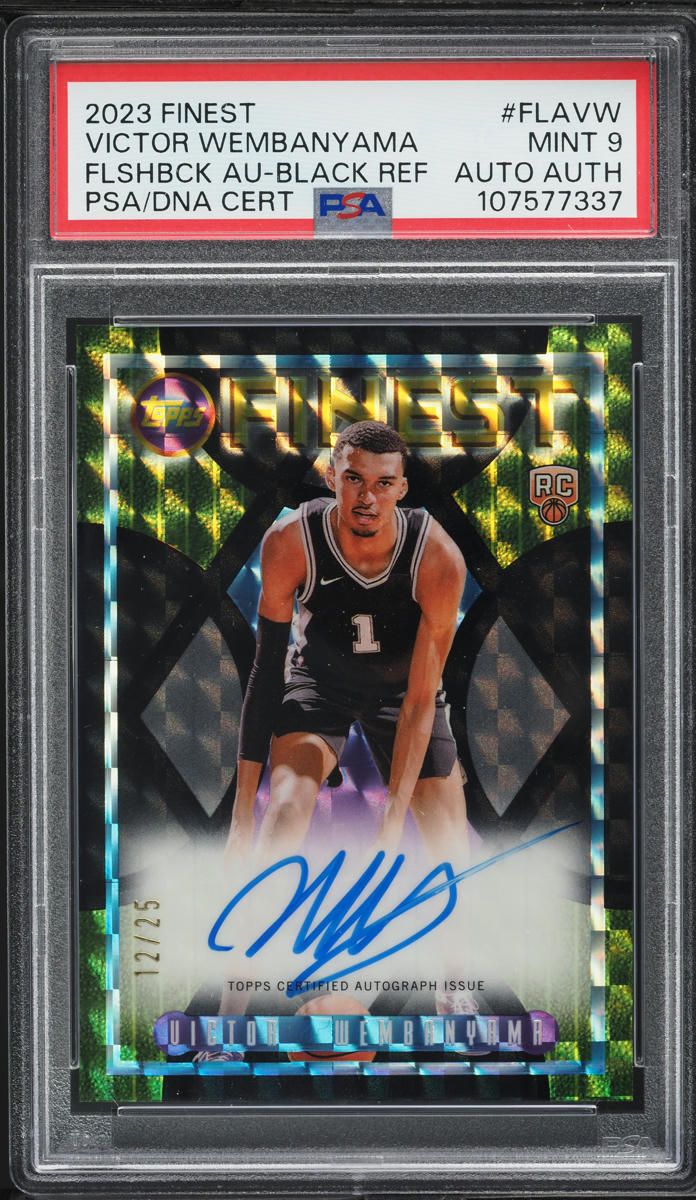 2023 Topps Finest Flashback Black Victor Wembanyama RC AUTO /25 #FLAVW PSA 9