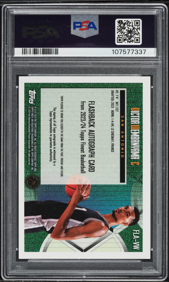 2023 Topps Finest Flashback Black Victor Wembanyama RC AUTO /25 #FLAVW PSA 9