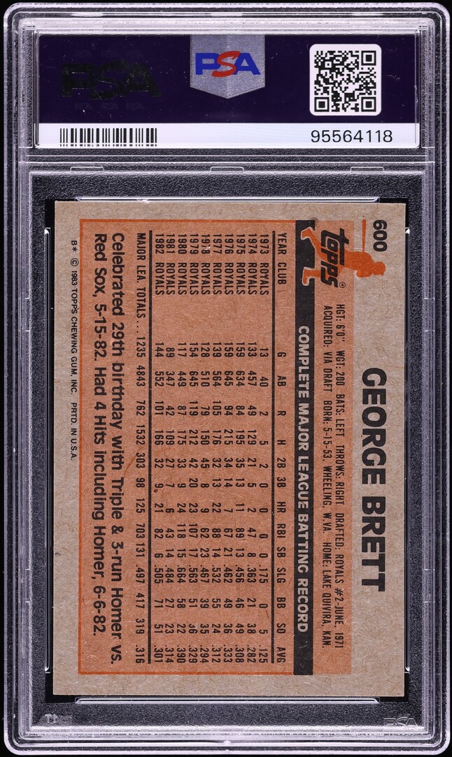 1983 Topps George Brett #600 PSA 10 GEM MINT