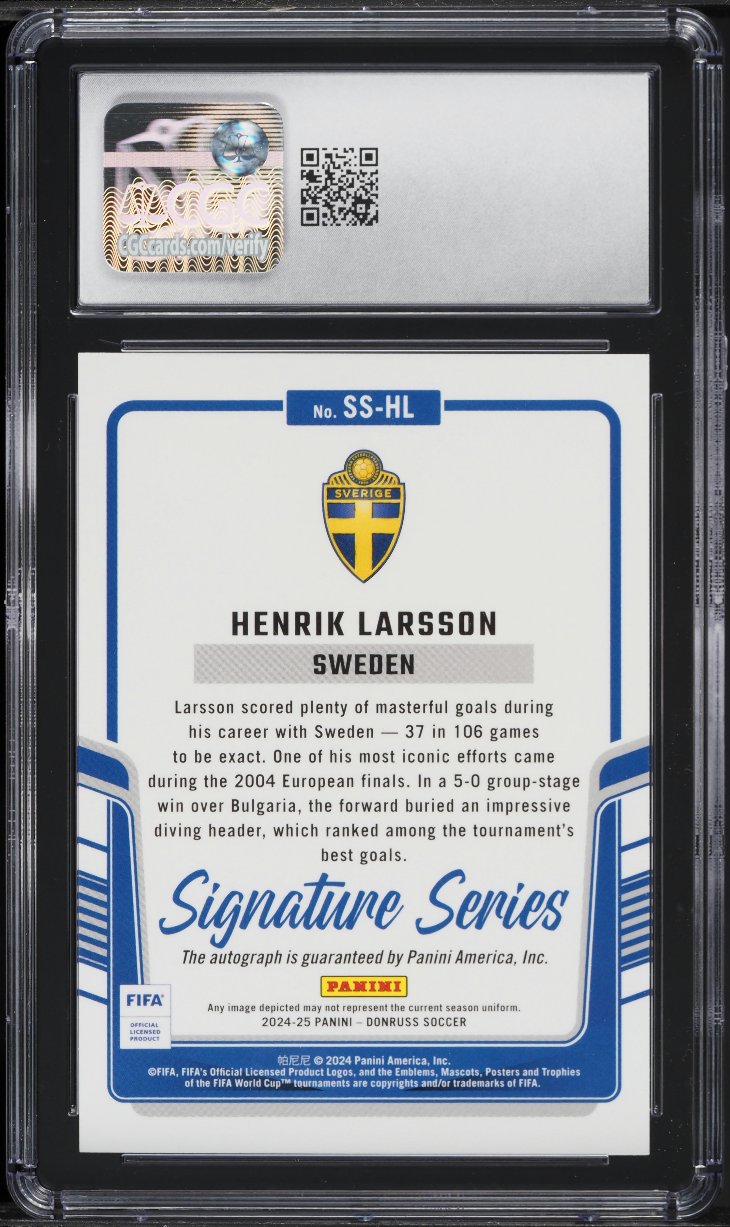 2024 Donruss Signature Series Henrik Larsson AUTO #SS-HL CGC 10