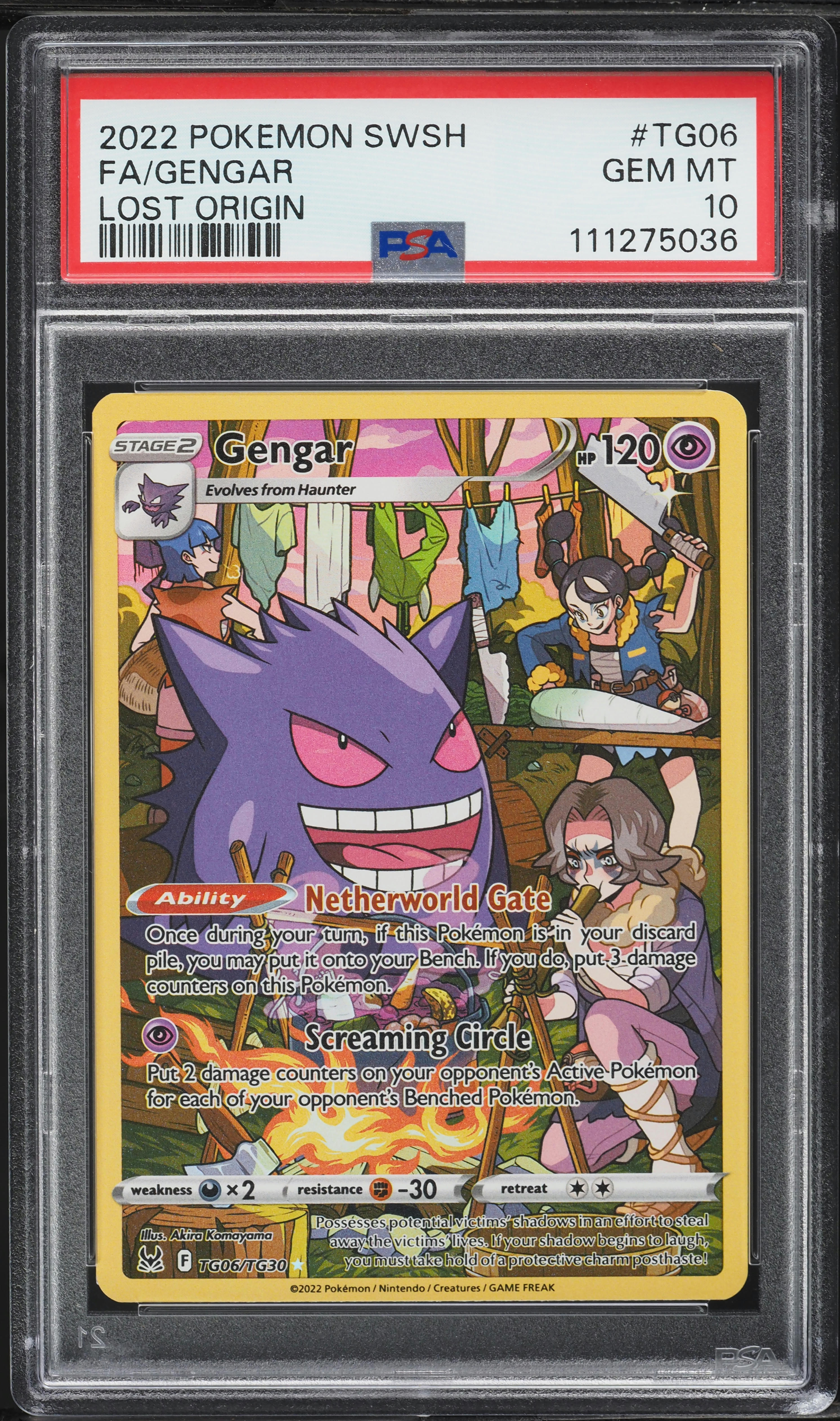 2022 Pokemon Sword & Shield Lost Origin Full Art Gengar #TG06 PSA