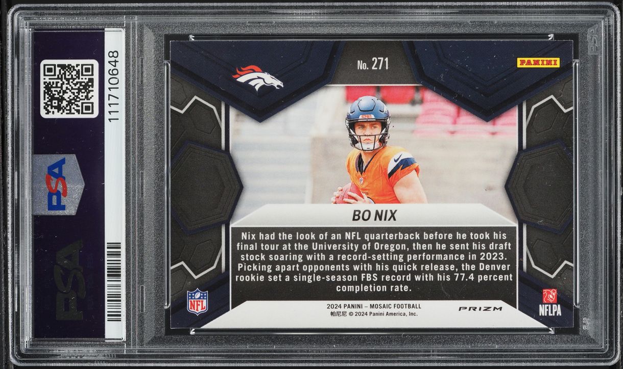 2024 Panini Mosaic NFL Debut Silver Bo Nix ROOKIE #271 PSA 10 GEM MINT