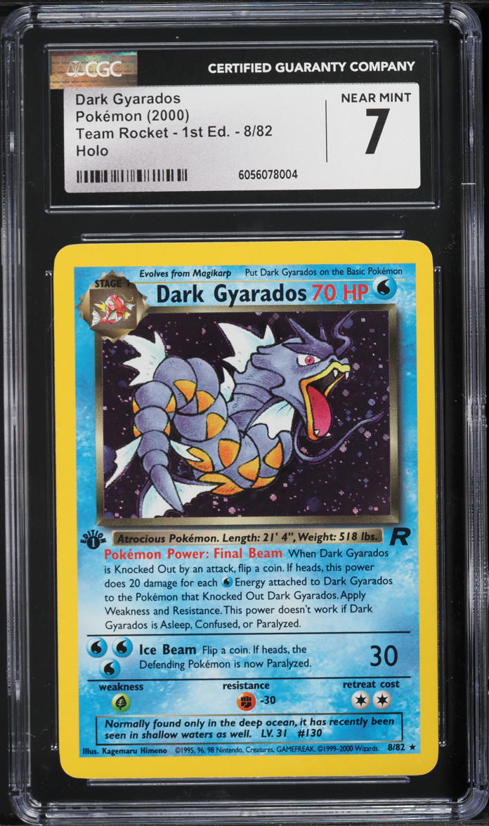 2000 Pokemon Team Rocket 1st Edition Holo Dark Gyarados #8 CGC 7 NRMT