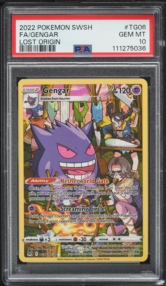 2022 Pokemon Sword & Shield Lost Origin Full Art Gengar #TG06 PSA