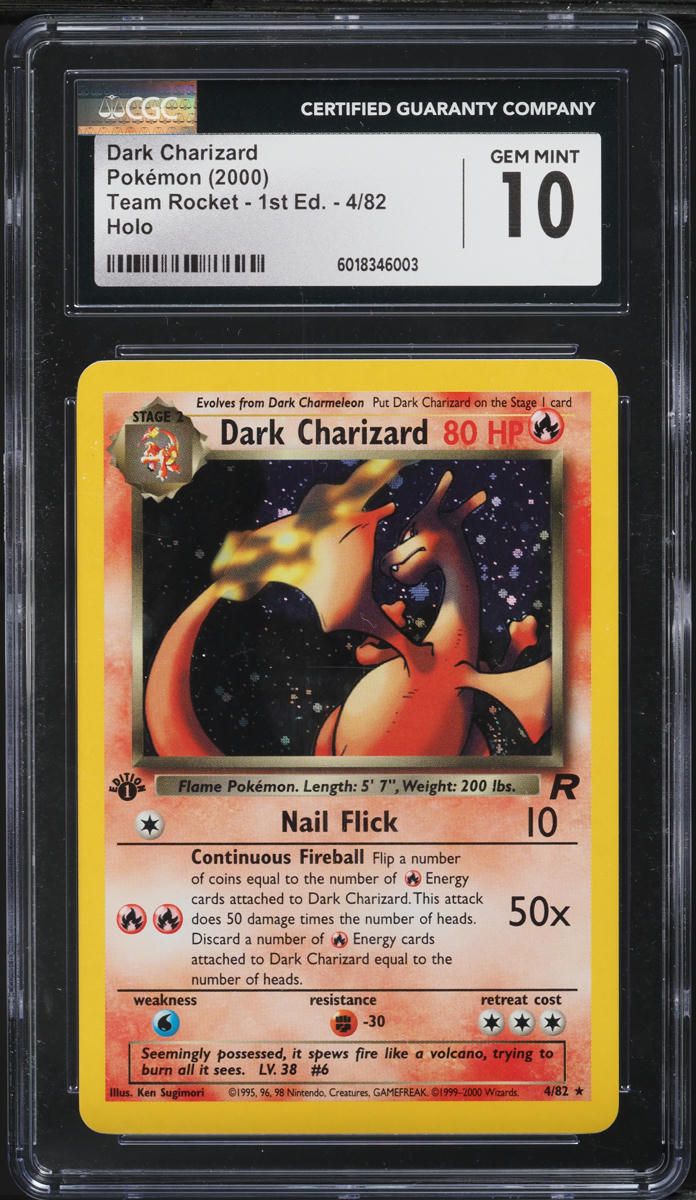 2000 Pokemon Team Rocket 1st Edition Holo Dark Charizard #4 CGC 10 GEM MINT