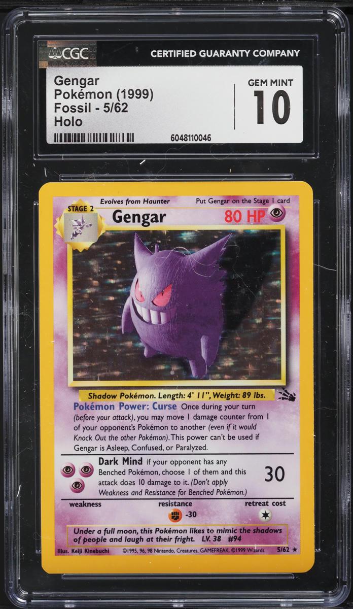 1999 Pokemon Fossil Holo Gengar #5 CGC 10 GEM MINT