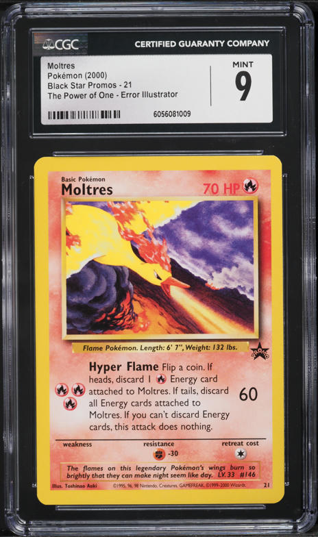 2000 Pokemon Black Star Promo Aoki Error Moltres #21 CGC 9 MINT