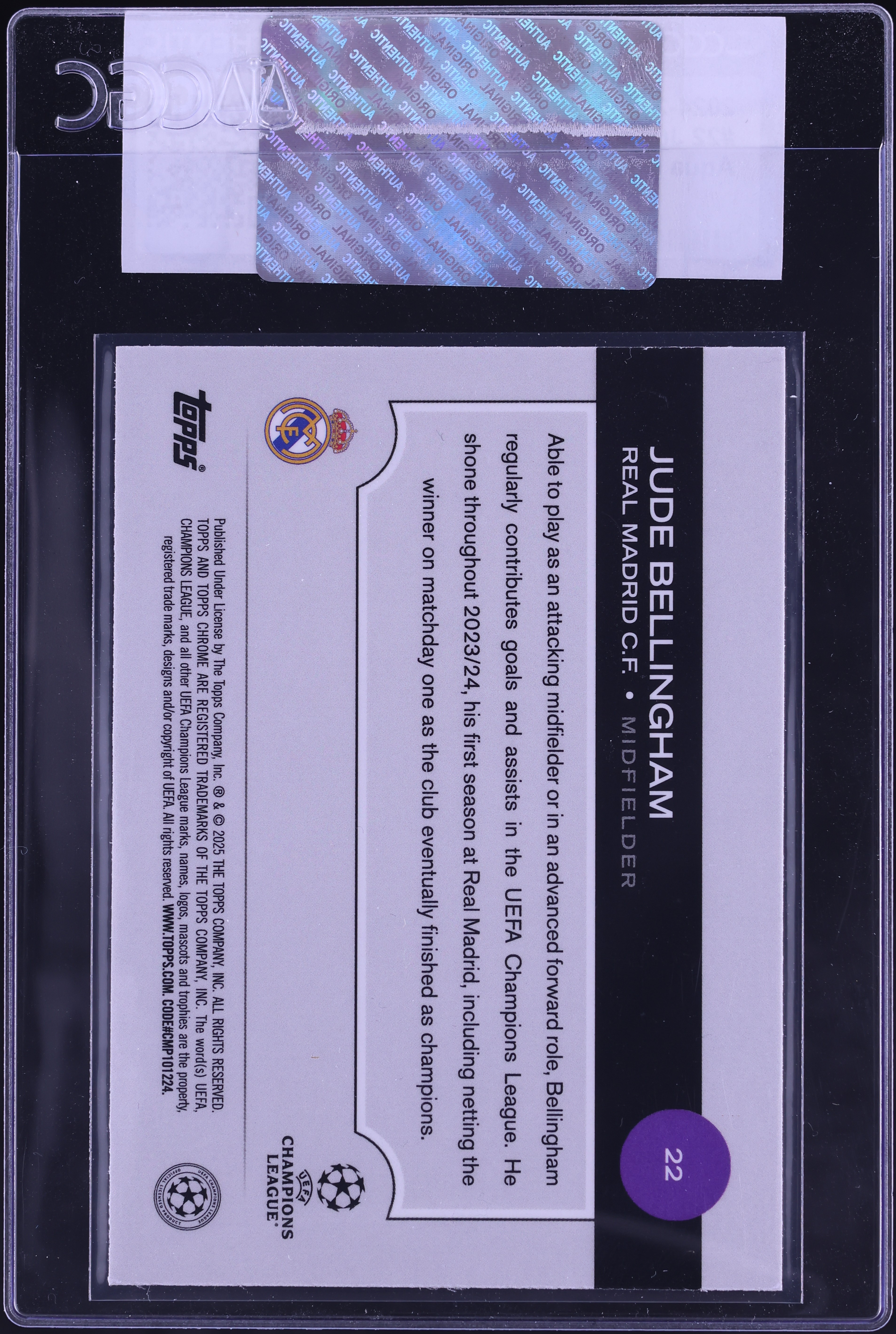Carte Topps Chrome UCC 2024 Jude Bellingham London Calling Gold Lava SSP (NM+)