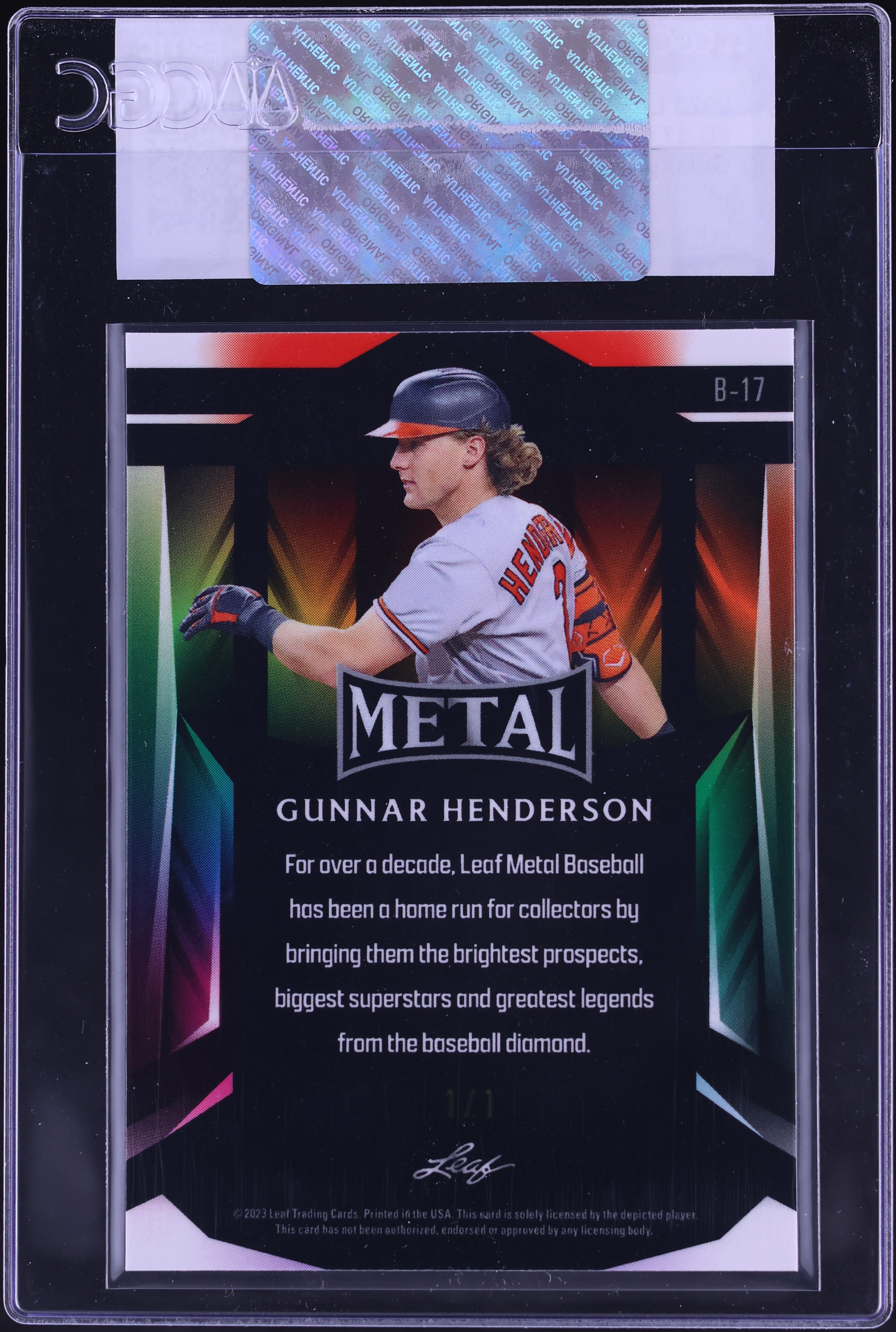 2023 Leaf Metal Galaxy Crystal Gunnar Henderson 1/1 #B-17 CGC AUTH