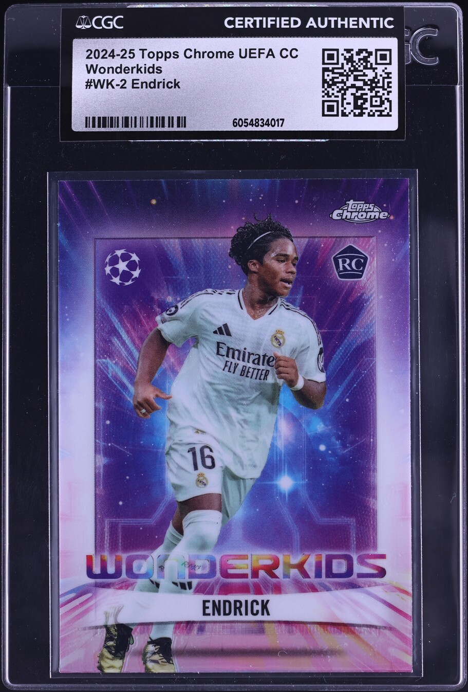 2024 Topps Chrome UEFA CC Wonderkids Endrick ROOKIE #WK-2 CGC AUTH