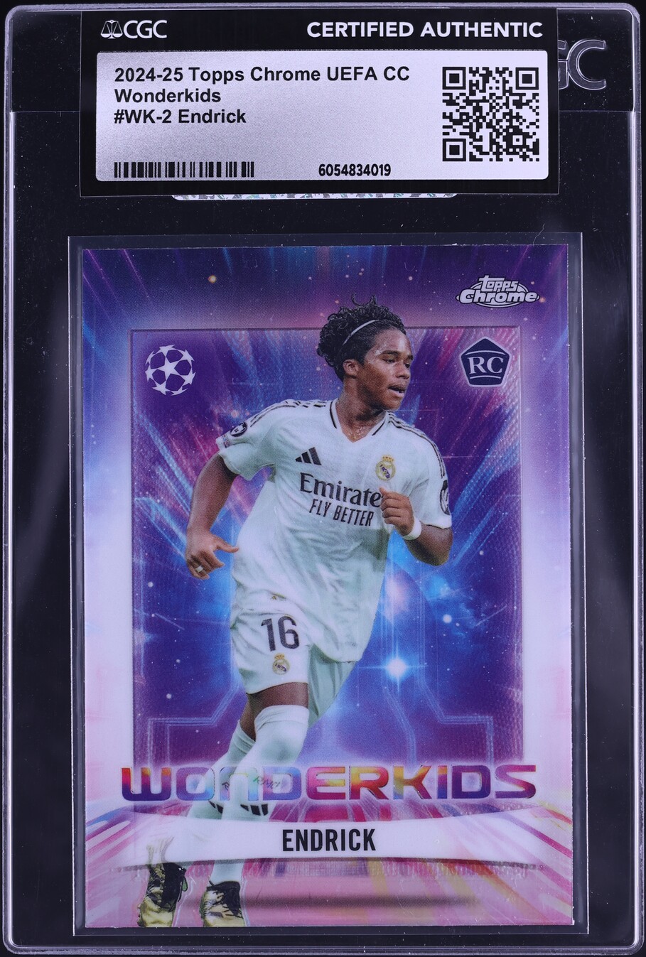 2024 Topps Chrome UEFA CC Wonderkids Endrick ROOKIE #WK-2 CGC AUTH
