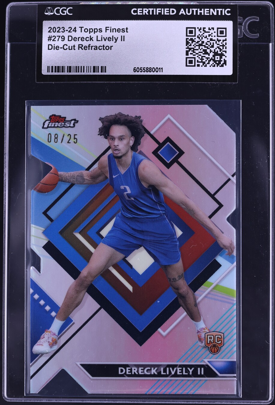 2023 Finest Die-Cut Refractor Dereck Lively II ROOKIE /25 #279 CGC AUTH