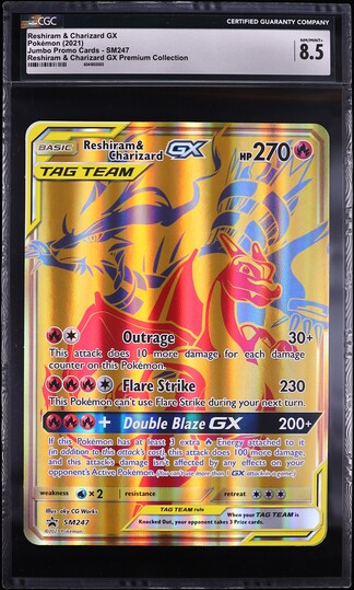 2021 Pokemon SM Promo Premium Jumbo Reshiram & Charizard GX #SM247