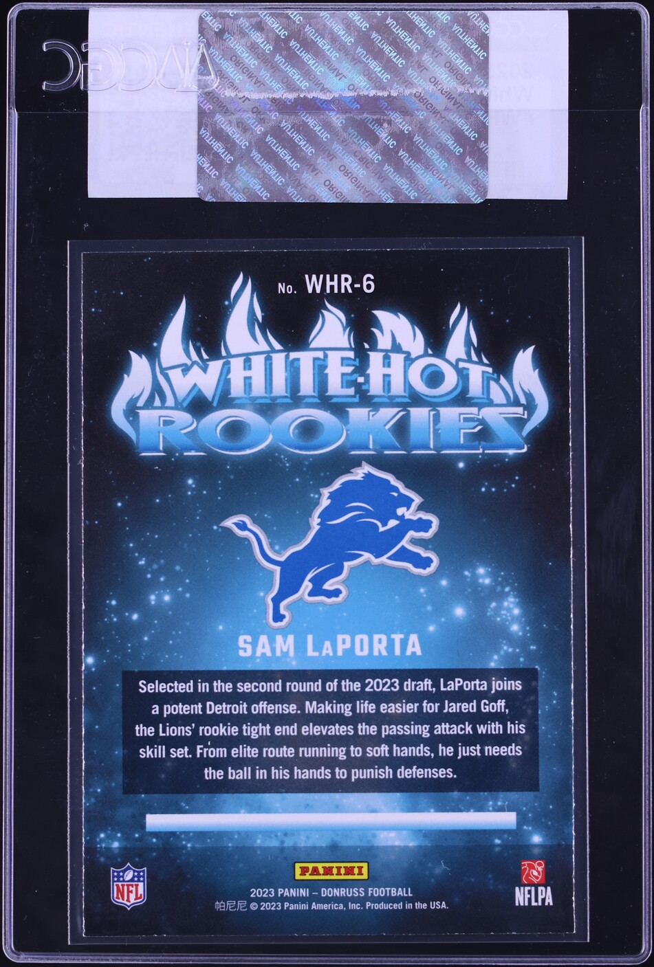 2023 Donruss White-Hot Rookies Sam LaPorta ROOKIE #WHR-6 CGC AUTH