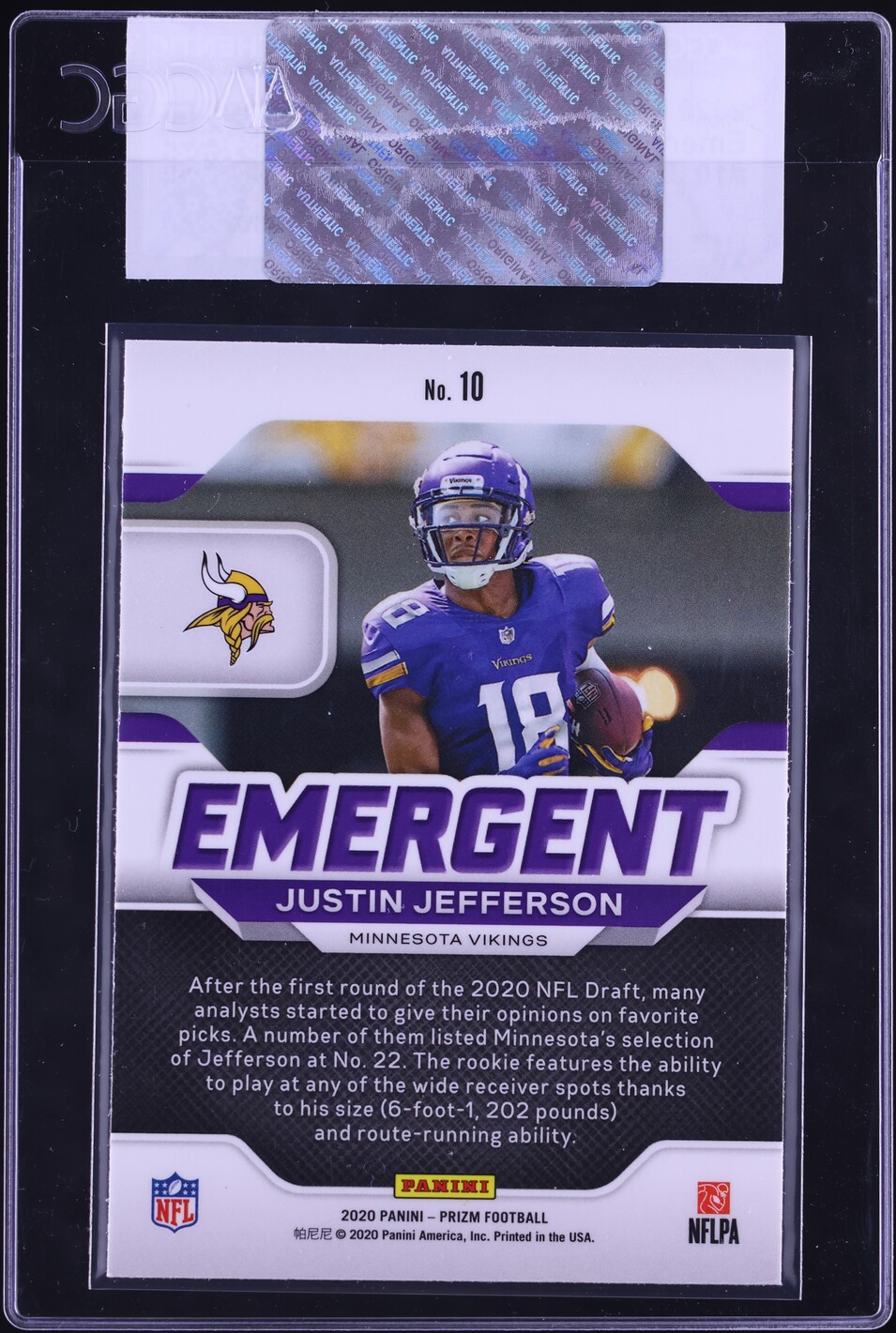 2020 Panini Prizm Emergent Justin Jefferson ROOKIE #10 CGC AUTH