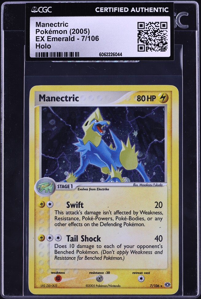 2005 Pokemon EX Emerald Holo Manectric #7 CGC AUTH on Fanatics Collect 2005 Pokemon EX Emerald Holo Manectric #7 CGC AUTH on Fanatics Collect
