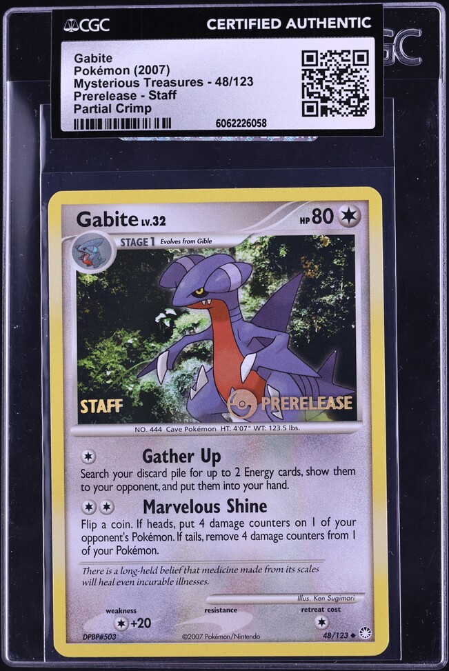 2007 Pokemon DP Mysterious Treasures Prerelease Staff Error Gabite #48 CGC  AUTH on Fanatics Collect