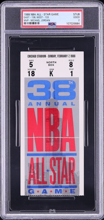 1988 NBA All-Star Game Ticket Stub Michael Jordan MVP PSA 2 GD