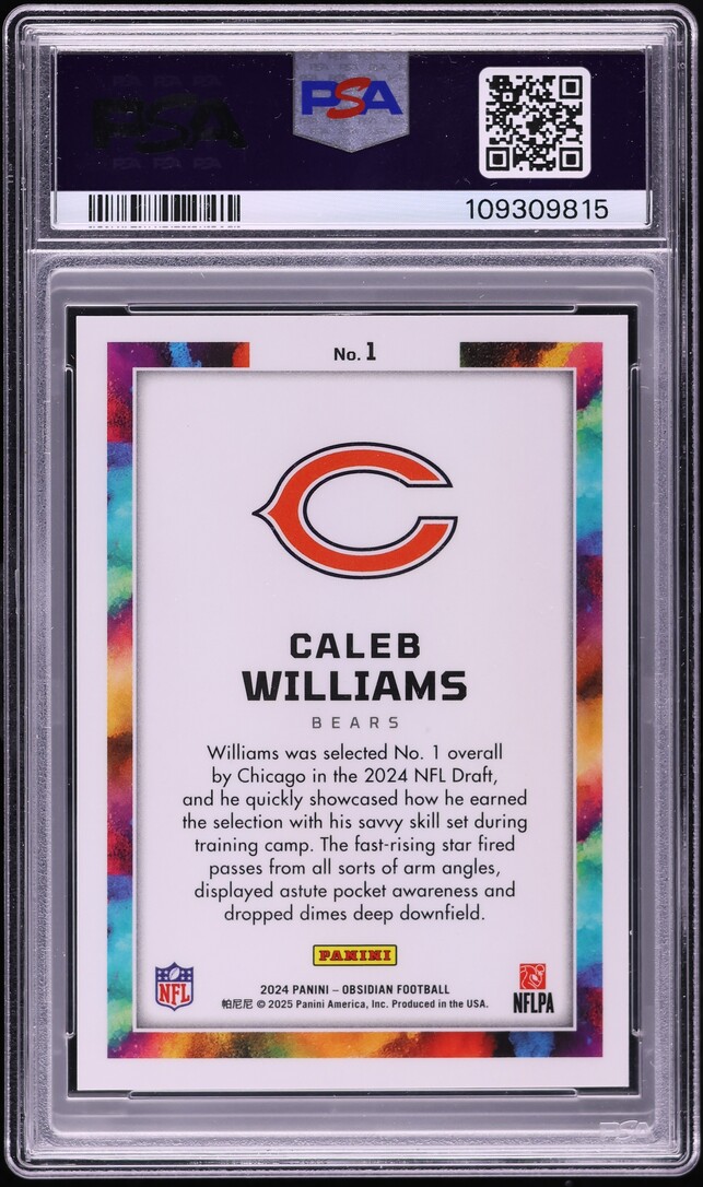 2024 Panini Obsidian Black Colorblast Caleb Williams ROOKIE #1 PSA 9 MINT