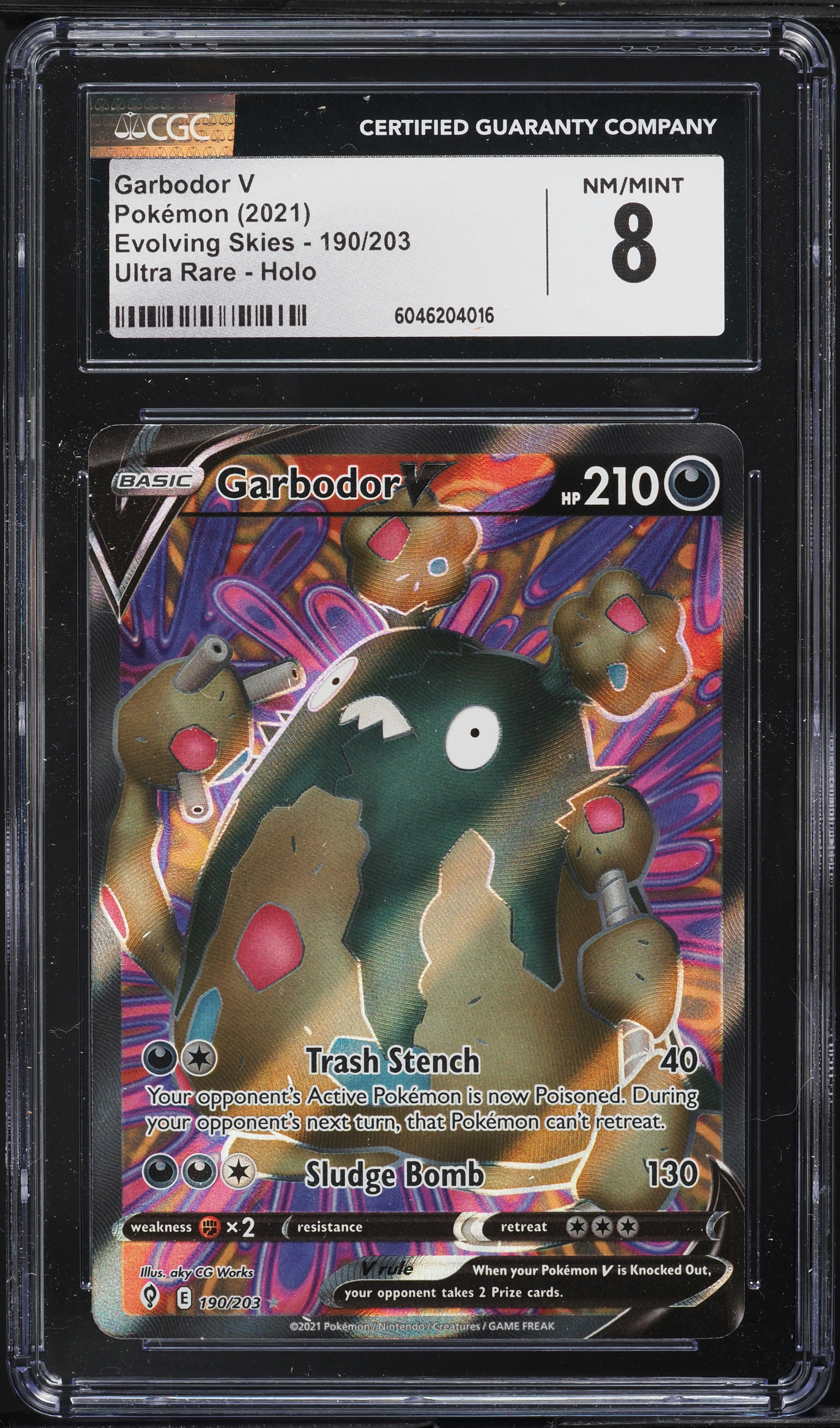 garbodor v pokemon card value 2021 Pokemon Sword & Shield Evolving Skies Full Art Garbodor V #190 CGC 8  NM-MT on Fanatics Collect