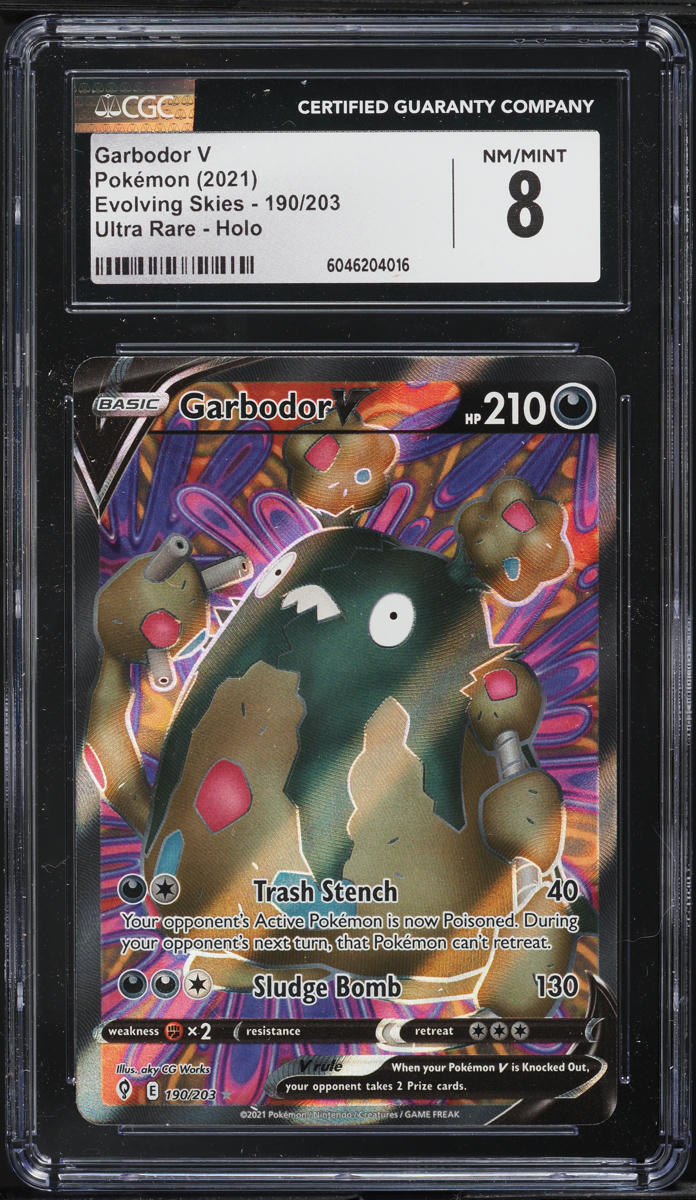 2021 Pokemon Sword & Shield Evolving Skies Full Art Garbodor V #190 CGC 8 NM-MT