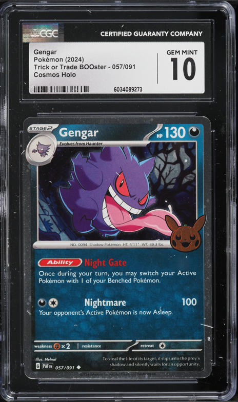 2024 Pokemon SV Paldean Fates Trick Or Trade Holo Gengar #57 CGC 10 GEM MINT