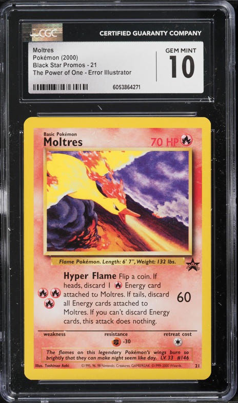 2000 Pokemon Black Star Promo The Power Of One Aoki Error Moltres #21 CGC 10 GEM