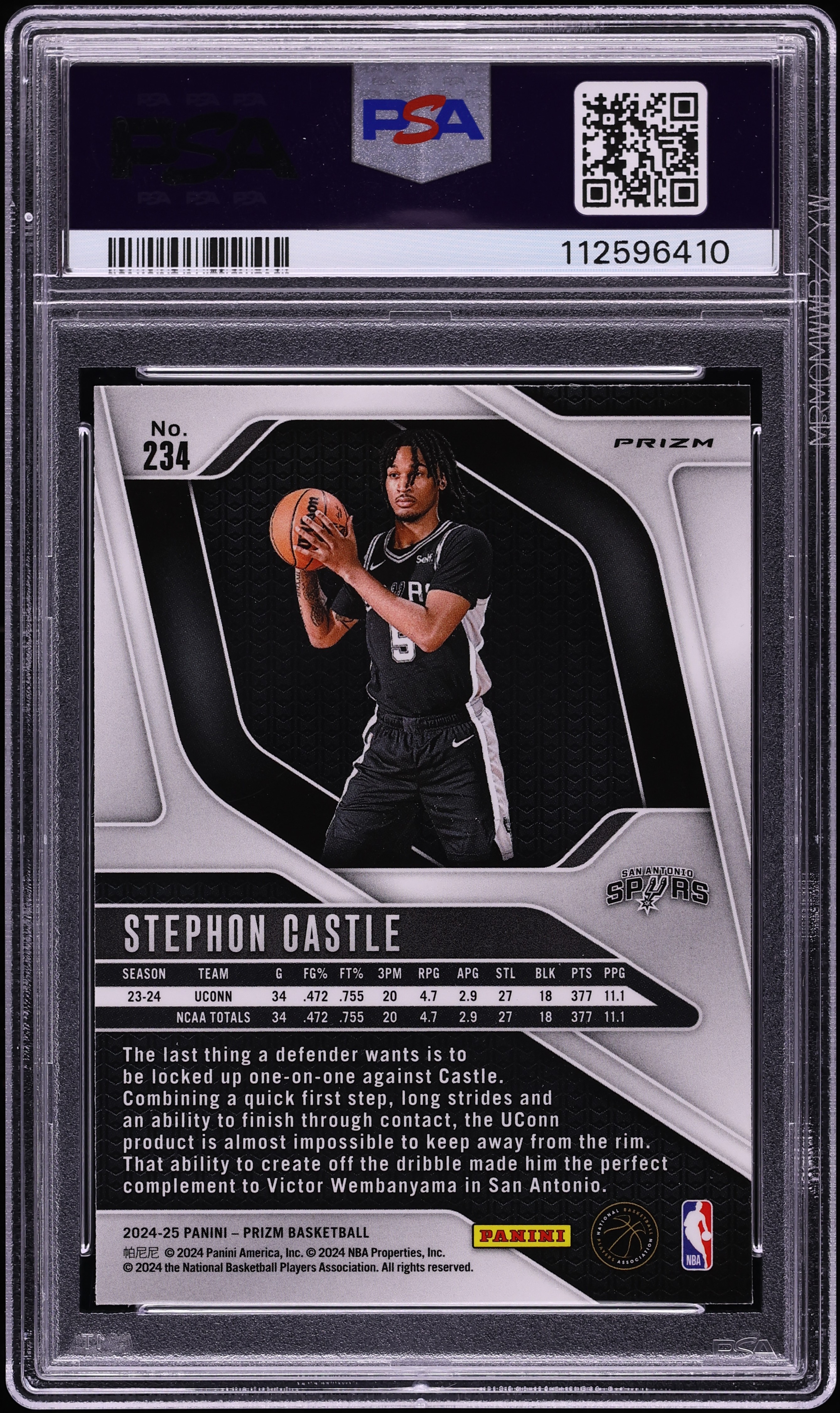 2024 Panini Prizm Pink Ice Stephon Castle ROOKIE #234 PSA 10 GEM