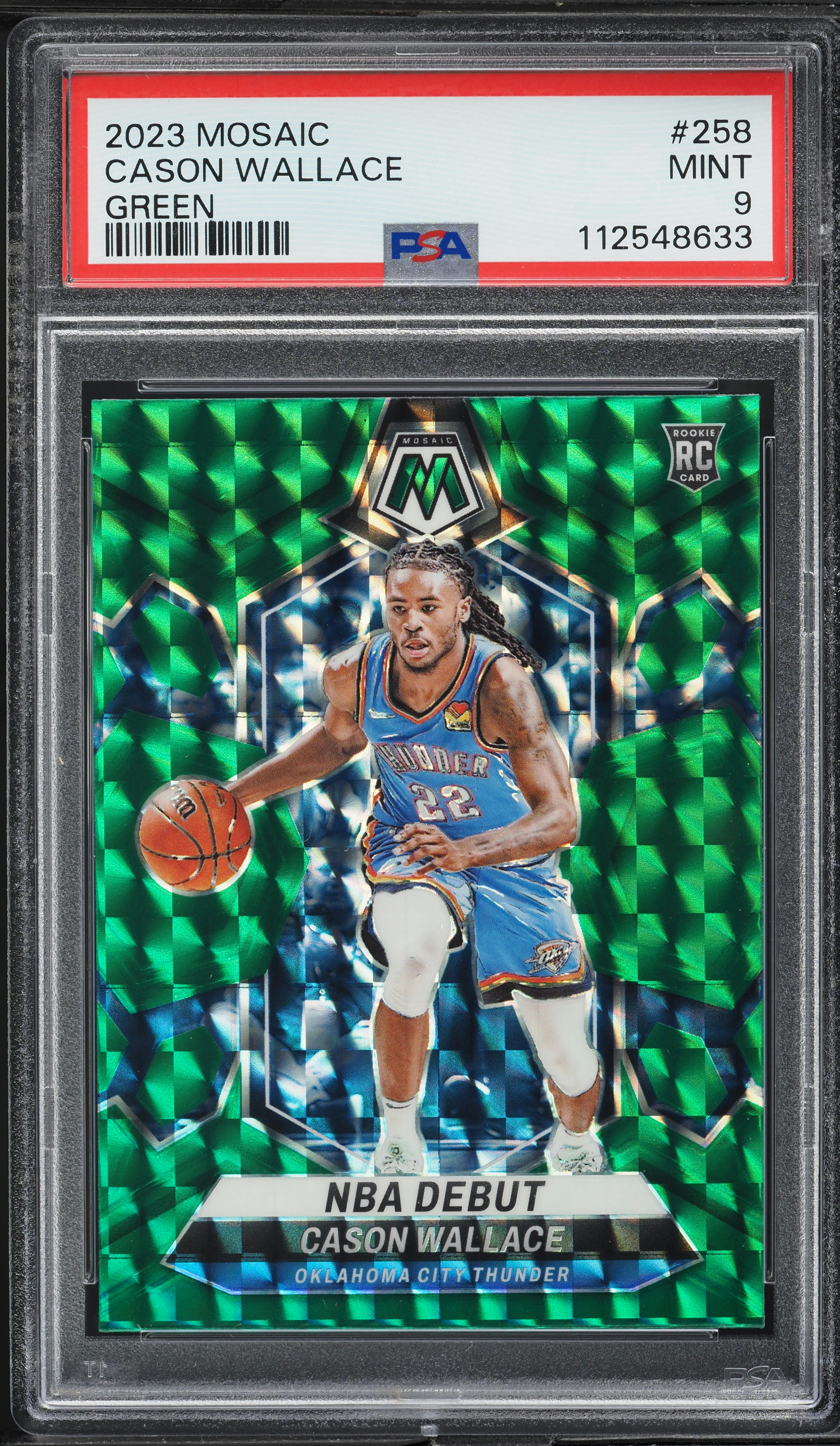 2023 Panini Mosaic Green Cason Wallace ROOKIE #258 PSA 9 MINT on