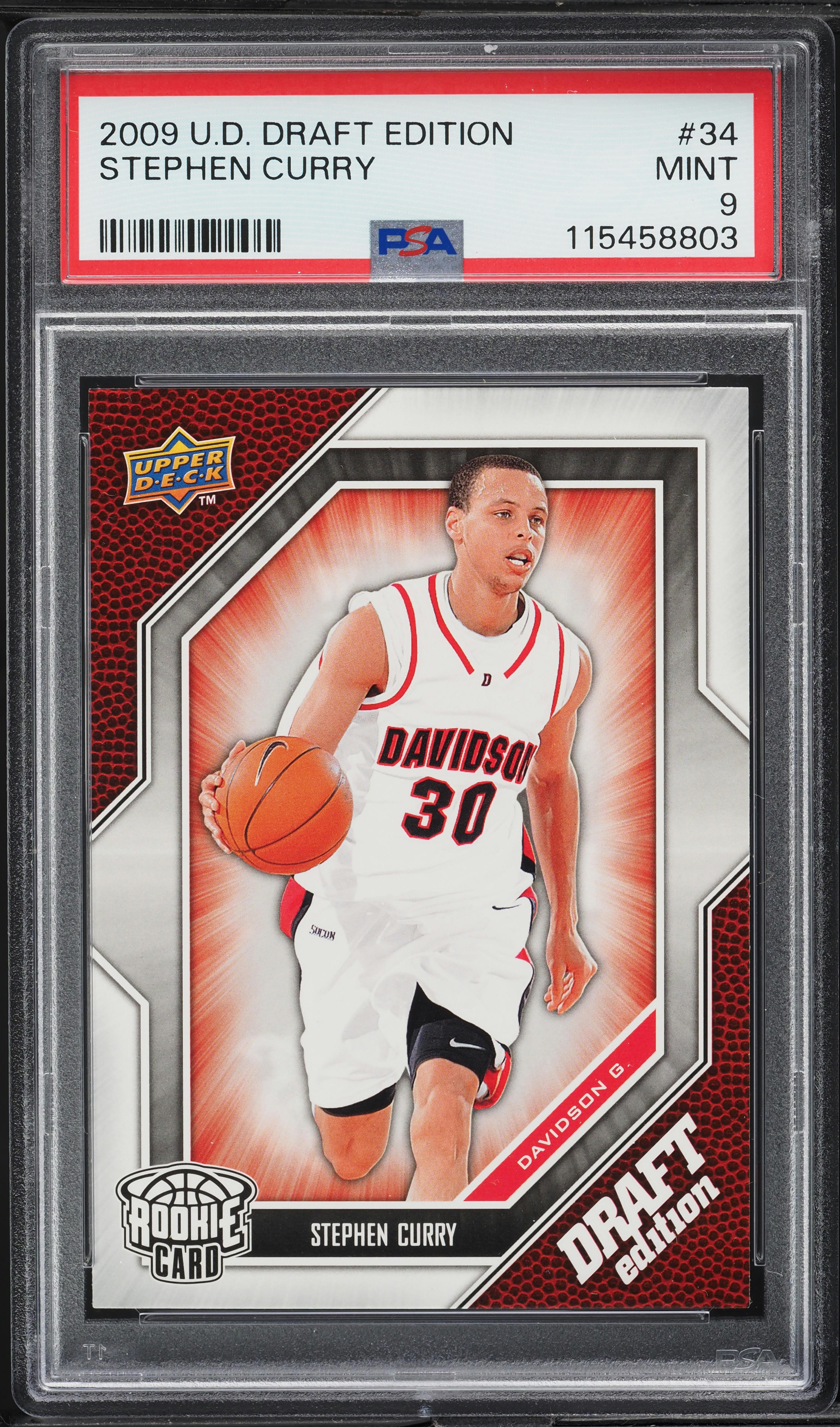 2009 Upper Deck Draft Edition Stephen Curry ROOKIE #34 PSA 9 MINT