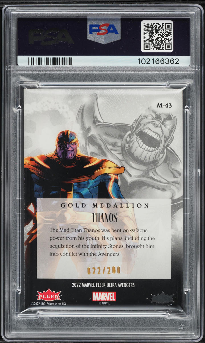 2022 Ultra Avengers Medallions Gold Thanos /200 #M43 PSA 8