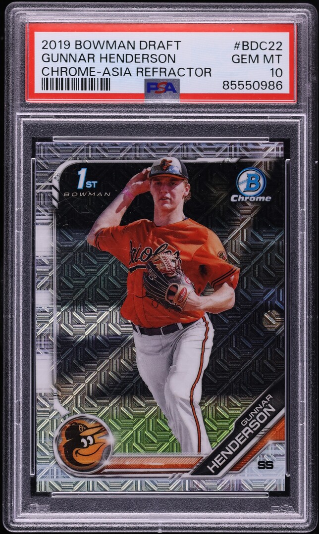 2019 Bowman Chrome Draft Asia Refractor Gunnar Henderson PROSPECT #BDC-22 PSA 10