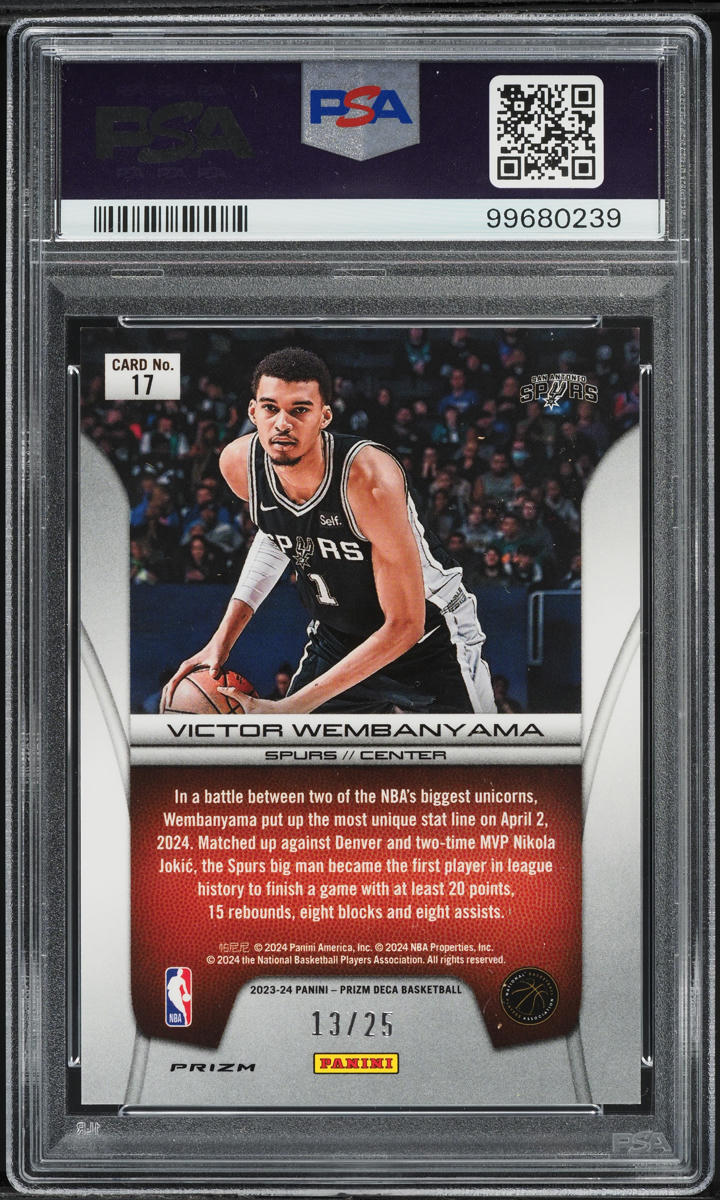 2023 Panini Prizm Deca Brilliance Mojo Victor Wembanyama RC /25 #17 PSA 10 GEM