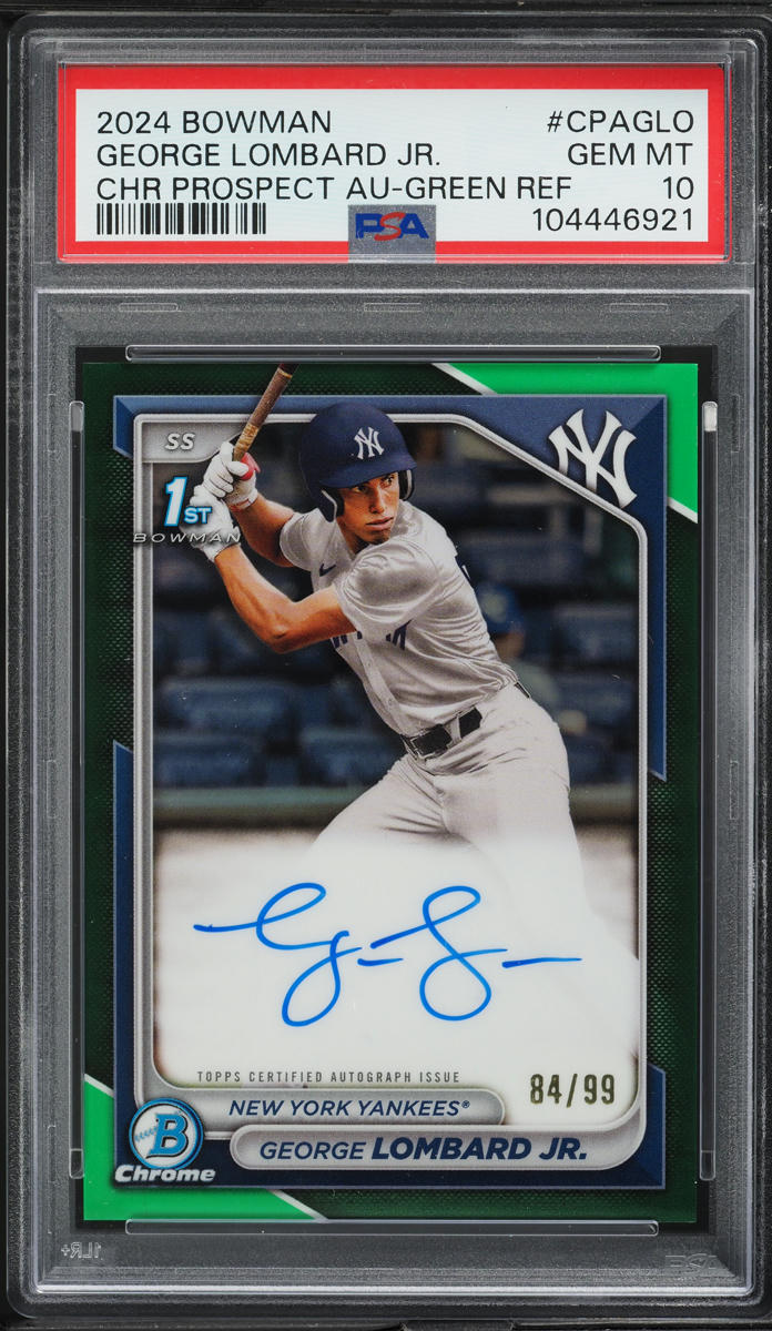 2024 Bowman Chrome Prospect Green George Lombard Jr. AUTO /99 #CPAGLO PSA 10 GEM