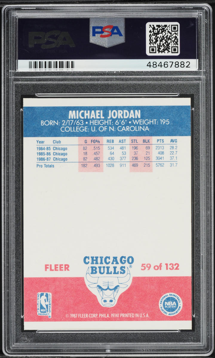 1987 Fleer Basketball Michael Jordan #59 PSA 7 NRMT