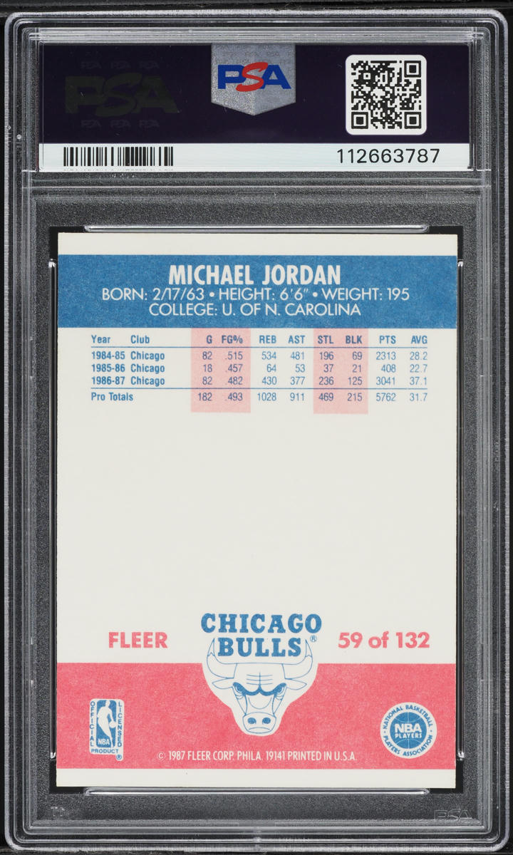 1987 Fleer Basketball Michael Jordan #59 PSA 7 NRMT