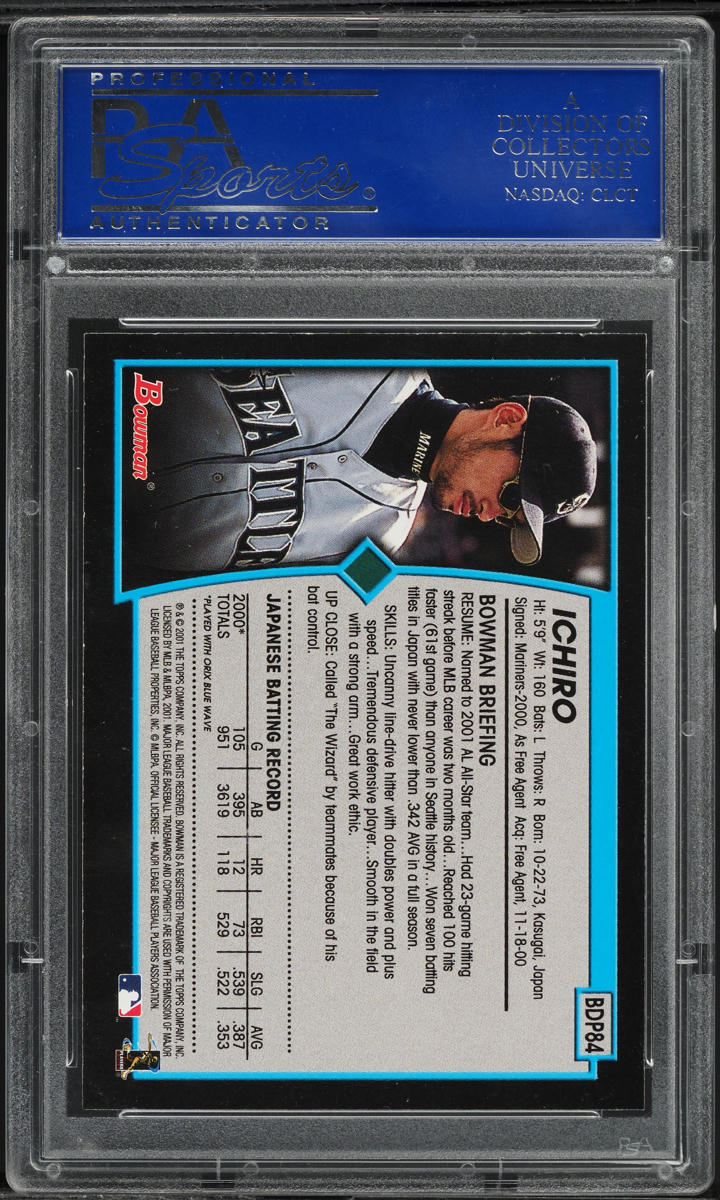 2001 Bowman Draft Picks Ichiro Suzuki ROOKIE #BDP84 PSA 10 GEM