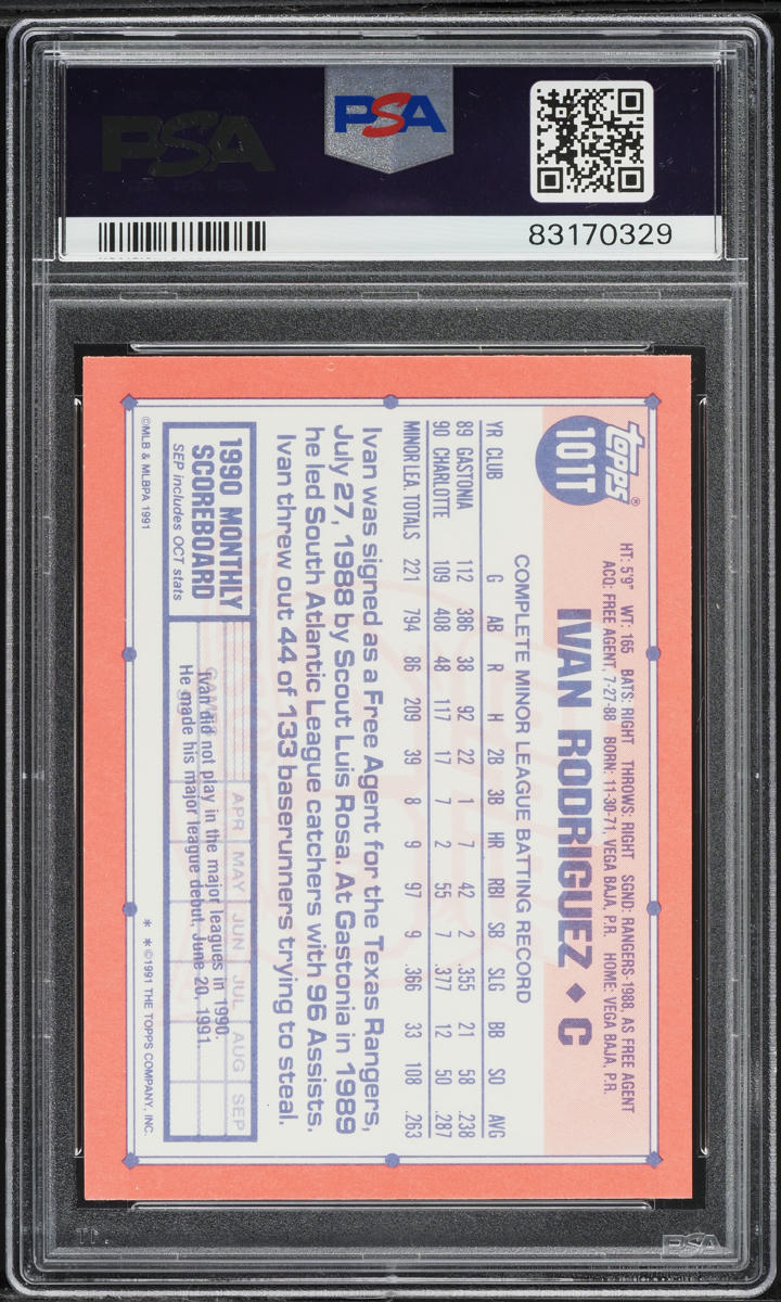 1991 Topps Traded Tiffany Ivan Rodriguez ROOKIE #101T PSA 9 MINT