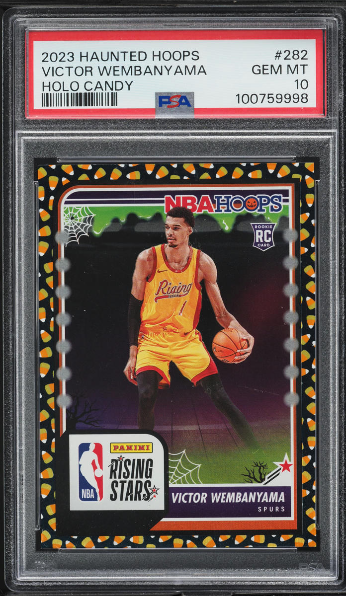 2023 Panini Haunted Hoops Holo Candy Victor Wembanyama RC #282 PSA 10 GEM MINT