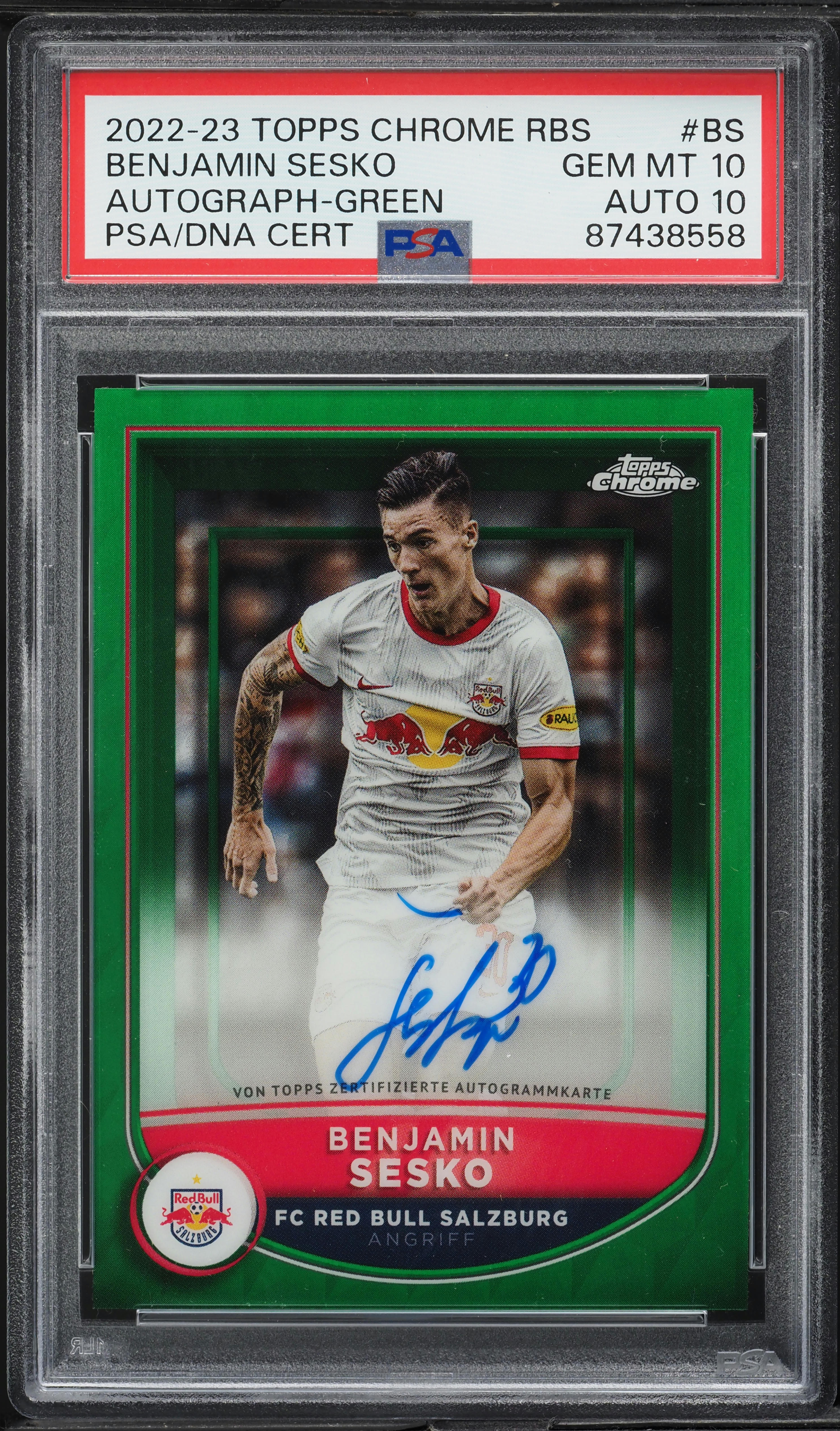 2022 Topps Chrome FC RB Sesko Green Benjamin Sesko AUTO DNA 10 /25 